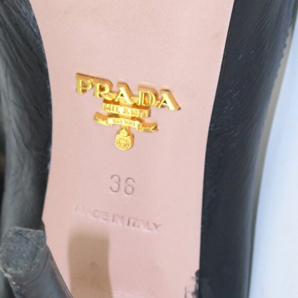 Prada Leather Peep Toe Bow Pumps Womens (EU 36/US 6) - Picture 9 of 9